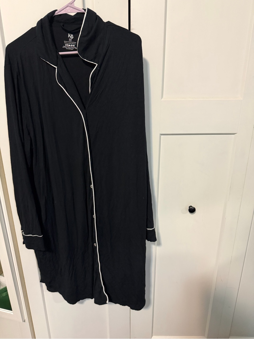 Kindred Bravely Black Nightshirt with White Piping